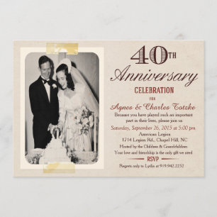 Invitation du 40e anniversaire du Mariage - Photo 