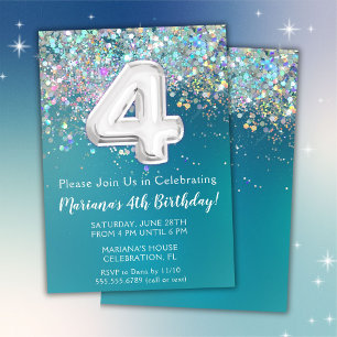Invitation du 4e anniversaire Parties scintillant 