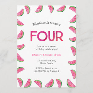 Invitation du 4e anniversaire   pastèque tropicale
