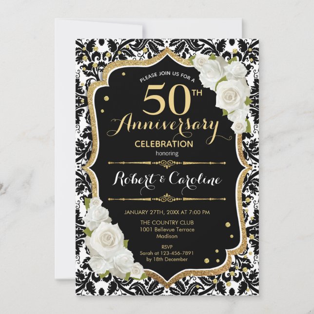 Invitation du 50e anniversaire - Black or (Devant)