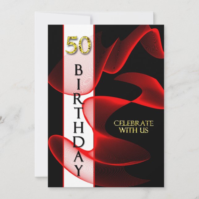 Invitation du 50e anniversaire - Black/Red Swirlin (Devant)