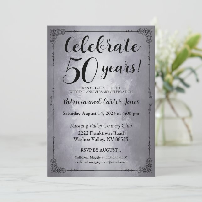 Invitation du 50e anniversaire d'argent élégant (Debout devant)