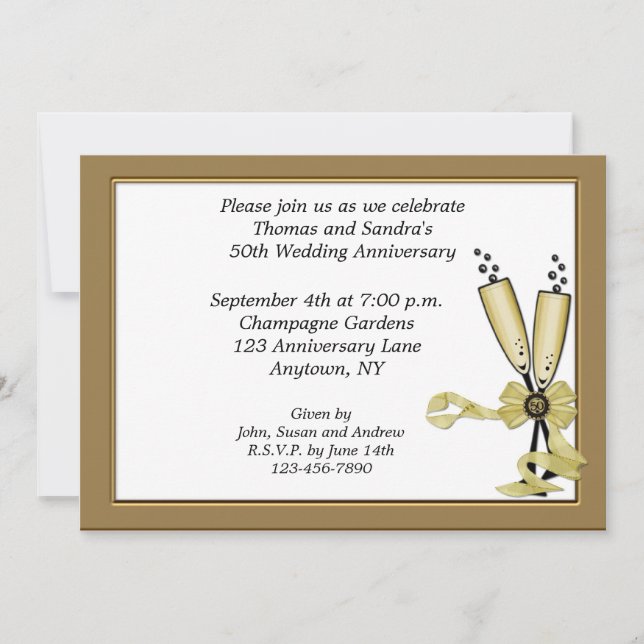 Invitation du 50e anniversaire de Champagne (Devant)