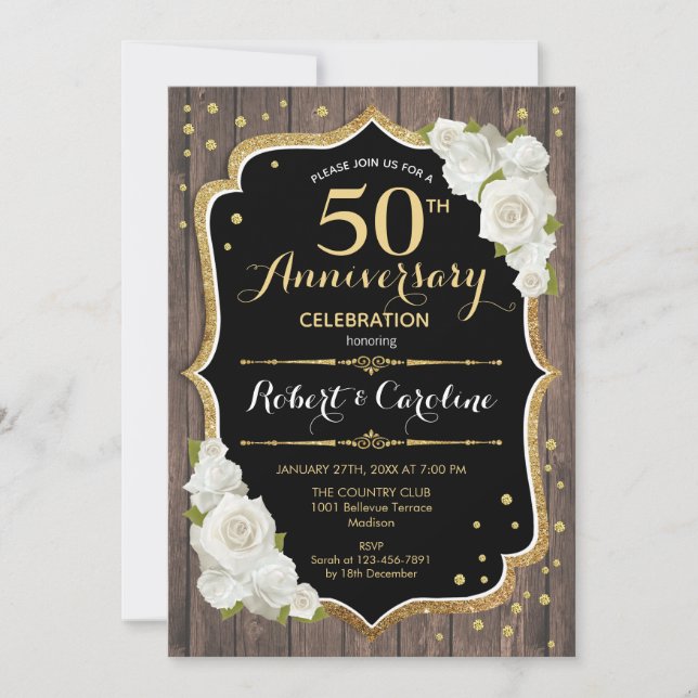 Invitation du 50e anniversaire de la Russie - Bois (Devant)