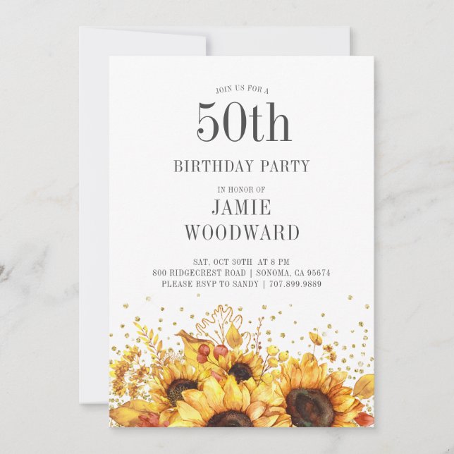 Invitation du 50e anniversaire des tournesols (Devant)