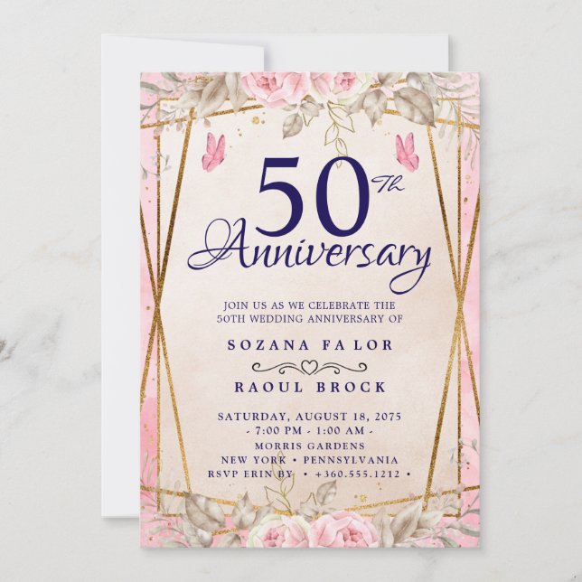Invitation du 50e anniversaire du Mariage (Devant)