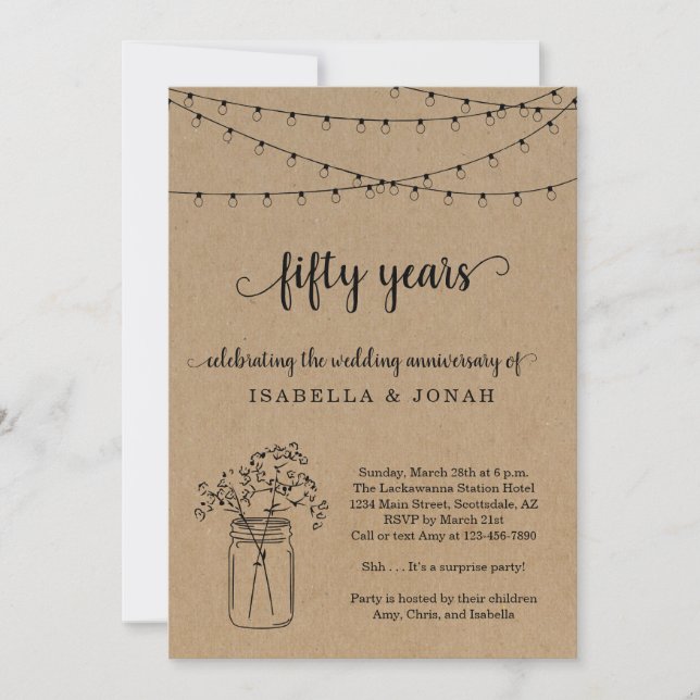 Invitation du 50e anniversaire du Mariage (Devant)