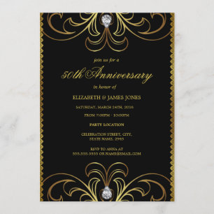 Invitation du 50e anniversaire du Mariage Black & 