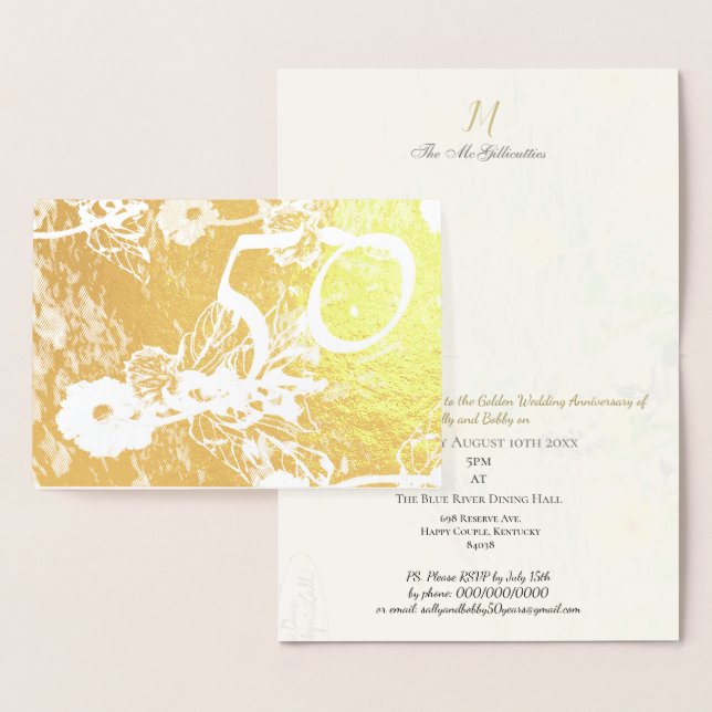 Invitation du 50e anniversaire du Mariage d'or (Affichage)