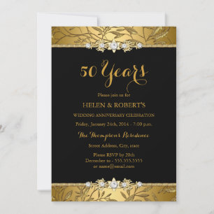 Invitation du 50e anniversaire du Mariage Gold Lea
