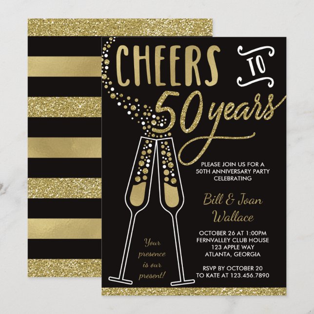Invitation du 50e anniversaire du Mariage, Parties (Devant / Derrière)