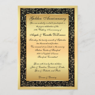 Invitation du 50e anniversaire noir, or