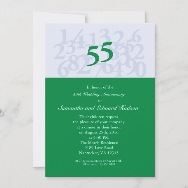 Invitation du 55e anniversaire du Mariage émérite (Devant)