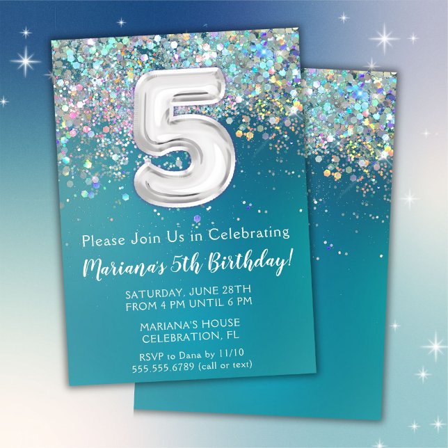 Invitation du 5e anniversaire Parties scintillant  (Créateur téléchargé)