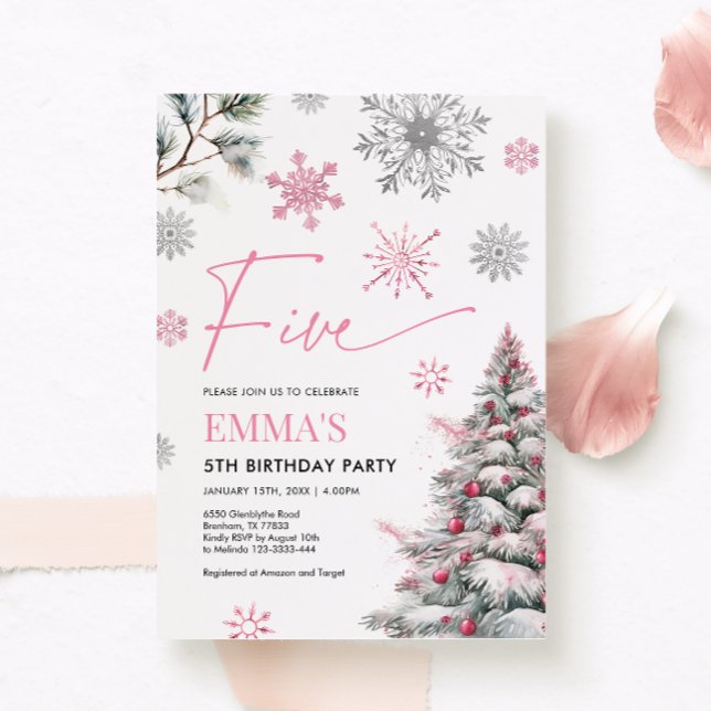 Invitation du 5e anniversaire, Winter Pink 5e anni (Créateur téléchargé)
