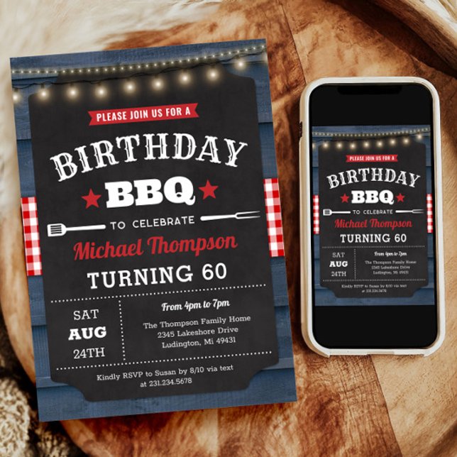 Invitation du 60e anniversaire - Barbecue Party (60th Birthday Invitation - Barbecue Party)