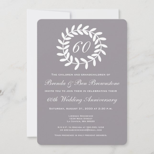 Invitation du 60e anniversaire d'argent - Laurel (Devant)