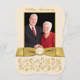 INVITATION du 60e anniversaire IMPRIMÉ RIBBON Fanc