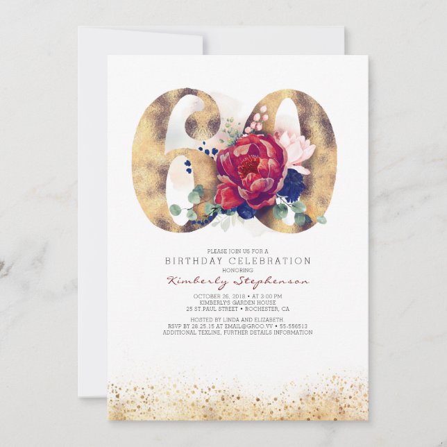 Invitation du 60e anniversaire - Marine Bleue et B (Devant)