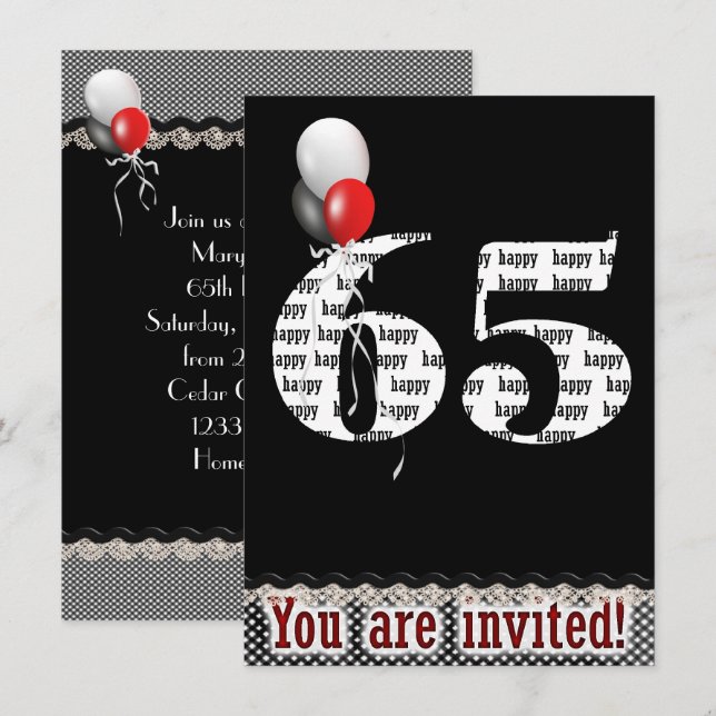 Invitation du 65e anniversaire (Devant / Derrière)