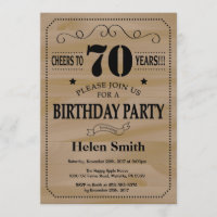 Invitation du 70e anniversaire Bois rustique
