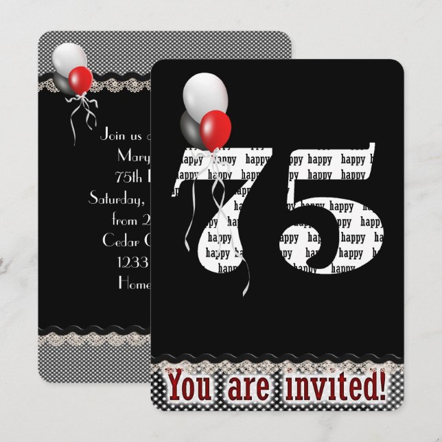 Invitation du 75e anniversaire (Devant / Derrière)