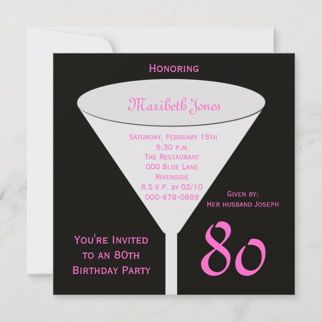 Invitation du 80e anniversaire de la fête 80e toas (Devant)