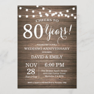 Invitation du 80e anniversaire du Mariage Bois rus