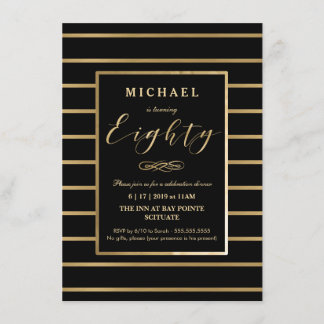 Invitation du 80e anniversaire - Or, Elegant Mascu