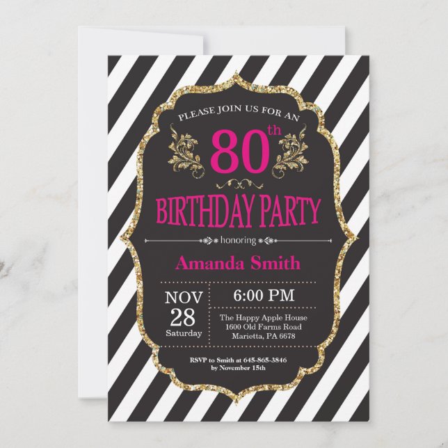 Invitation du 80e anniversaire. Parties scintillan (Devant)