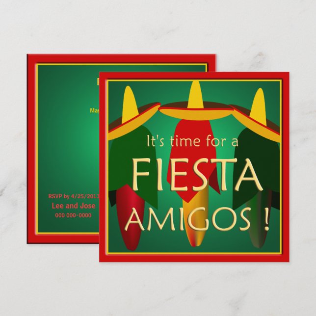 Invitation du Amigos Fiesta Party (Devant / Derrière)