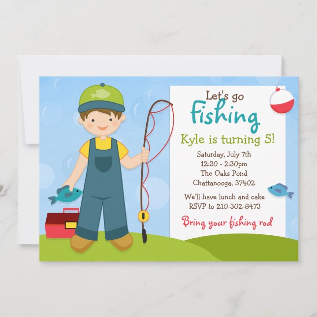 Invitation du Anniversaire de enfant de pêche (Devant)