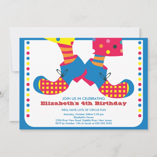 Invitation du Anniversaire de enfant du cirque CUT (Devant)
