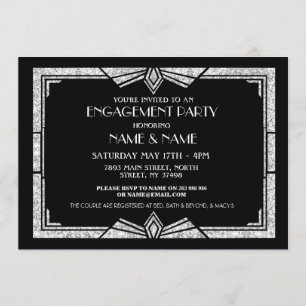 Invitation du Art Déco Engagement Party des années