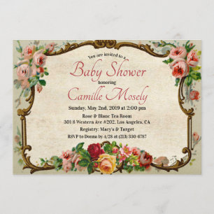 Invitation du Baby shower à la charpente florale v