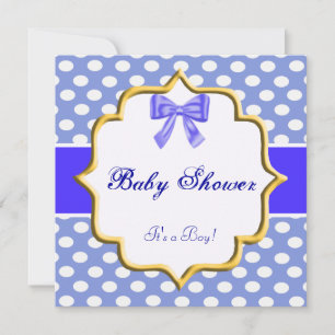 Invitation du Baby shower à points bleu Polka