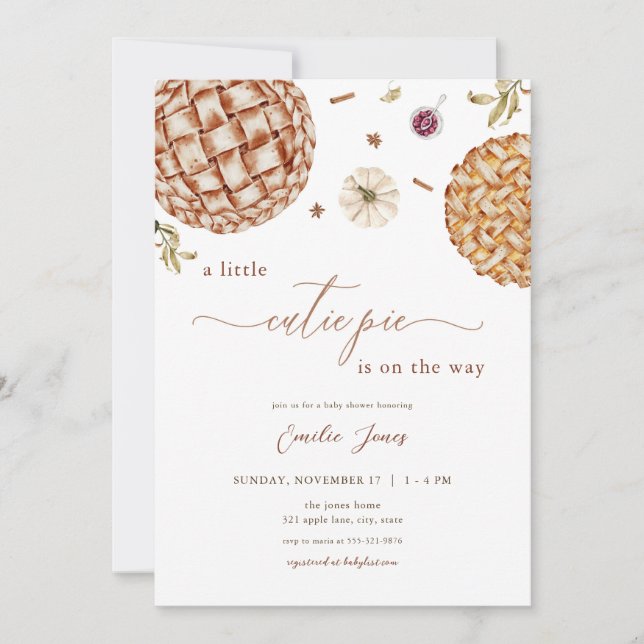 Invitation du Baby shower à tarte de la coupe auto (Devant)