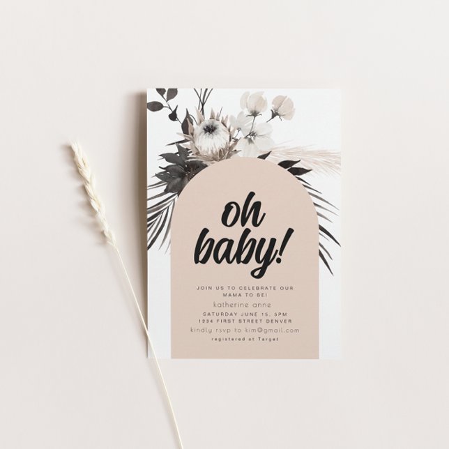 Invitation du Baby shower Black Goth Boho (Créateur téléchargé)