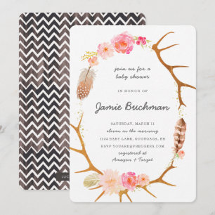 Invitation du Baby shower Boho Antler
