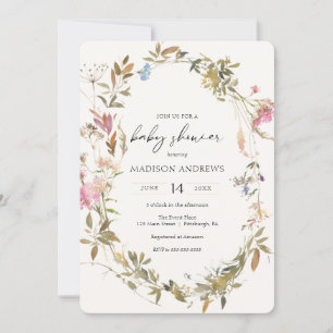 Invitation du Baby shower Boho Wreath
