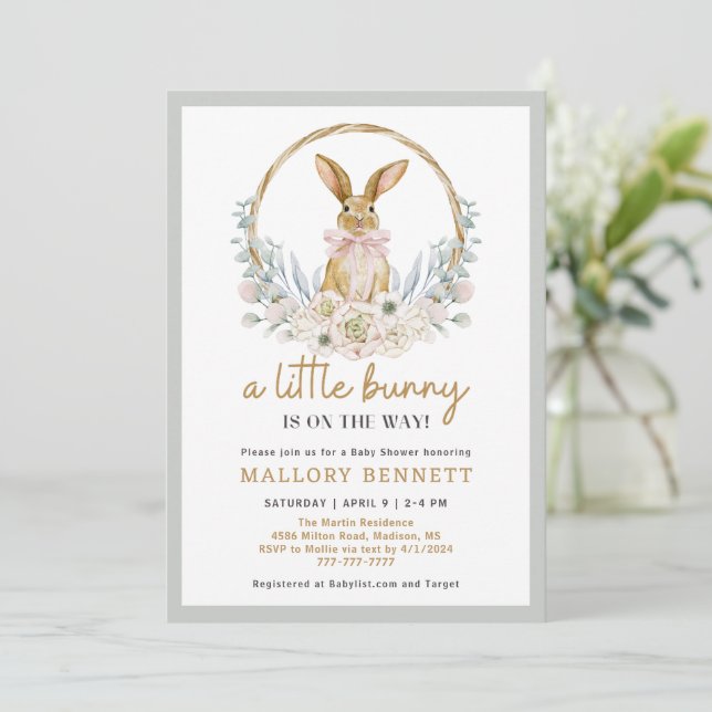 Invitation du Baby shower Bunny (Debout devant)