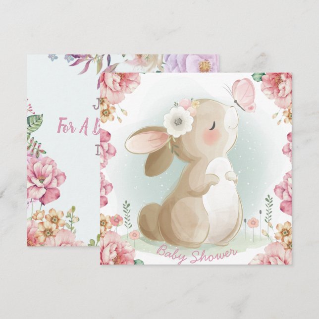 Invitation du Baby shower Bunny (Devant / Derrière)