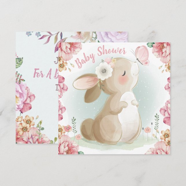 Invitation du Baby shower Bunny (Devant / Derrière)
