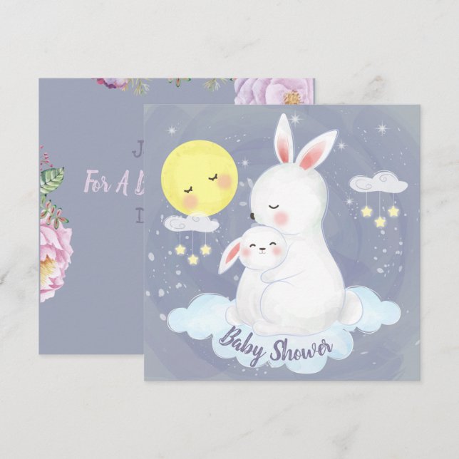 Invitation du Baby shower Bunny (Devant / Derrière)