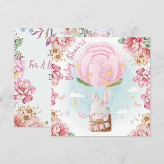 Invitation du Baby shower Bunny (Devant / Derrière)