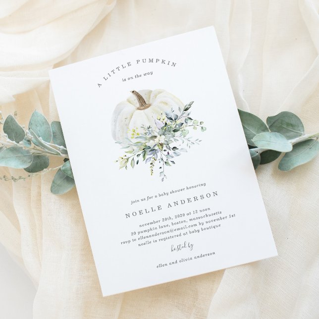 Invitation du Baby shower Citrouille floral (Créateur téléchargé)