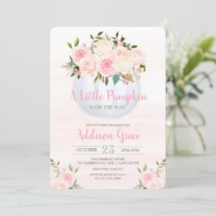 Invitation du Baby shower Citrouille floral