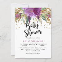 Invitation du Baby shower d'Améthyste pétillant fl