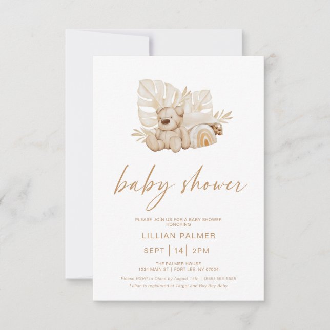 Invitation du Baby shower d'aquarelle Boho Rainbow (Devant)