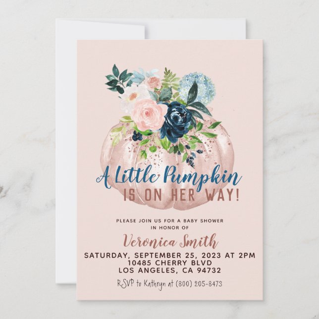 Invitation du Baby shower d'automne citrouille (Devant)